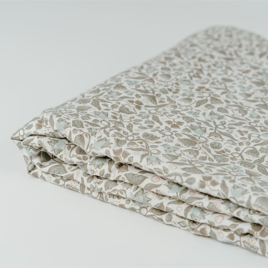 Pure French Flax Sheet Set in vintage floral print Evelyn.  A whimsical pattern for Spring.  Discover Foxtrot Home’s natural, ethically produced bedding for relaxed styling.