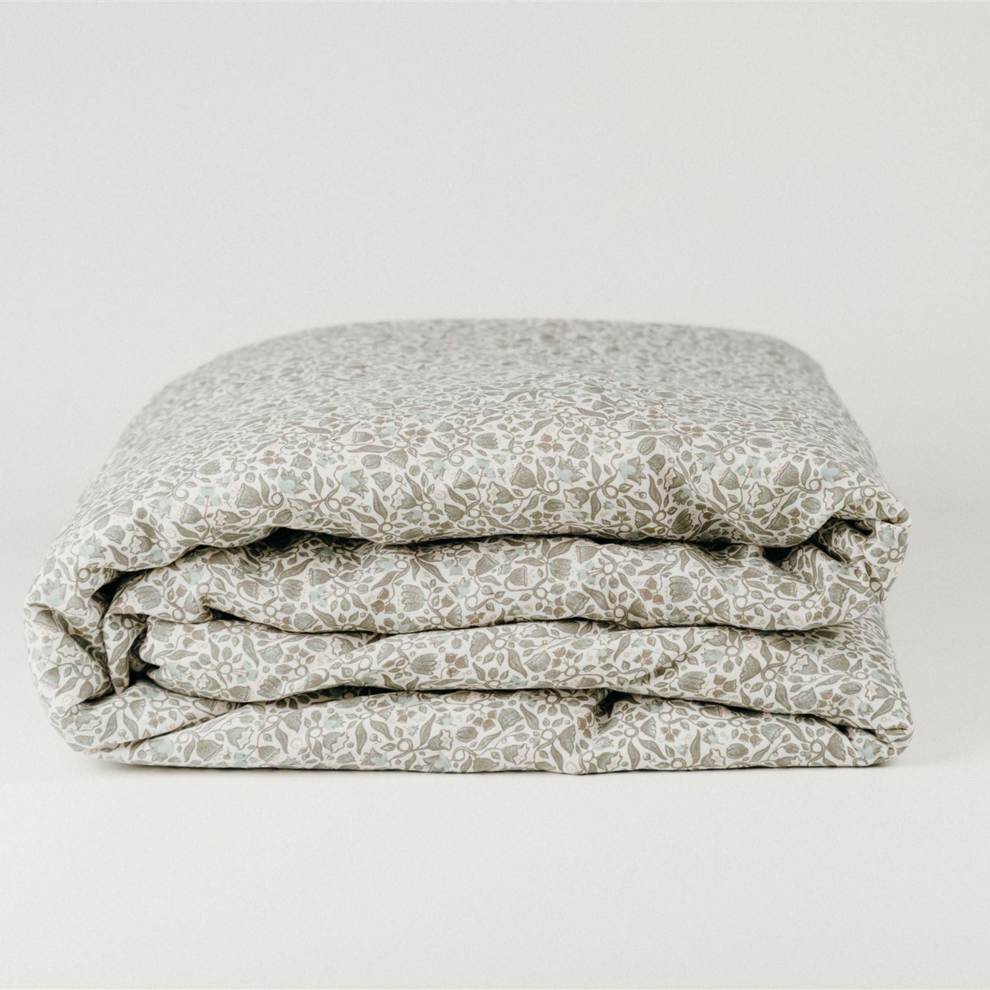 Pure French Flax Duvet in vintage floral print Evelyn.  A whimsical pattern for Spring.  Discover Foxtrot Home’s natural, ethically produced bedding for relaxed styling.