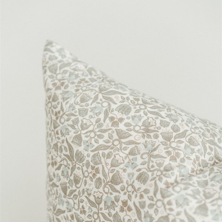 Pure French Flax Cushion in vintage floral print Evelyn.  A whimsical pattern for Spring.  Discover Foxtrot Home’s natural, ethically produced bedding for relaxed styling.