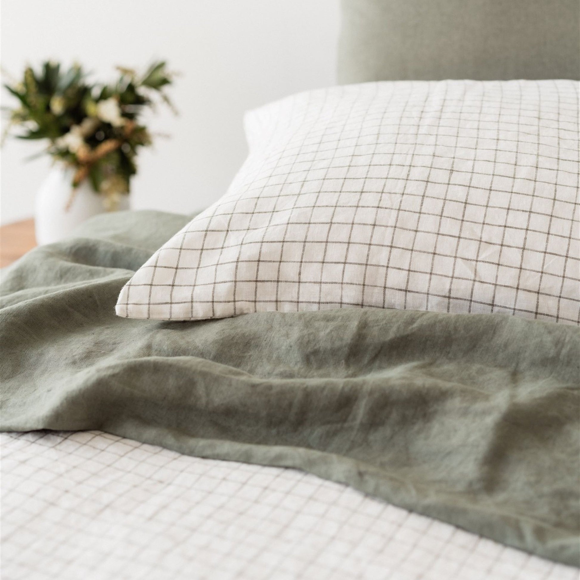 Foxtrot Home French Flax Linen Cactus Grid Duvet