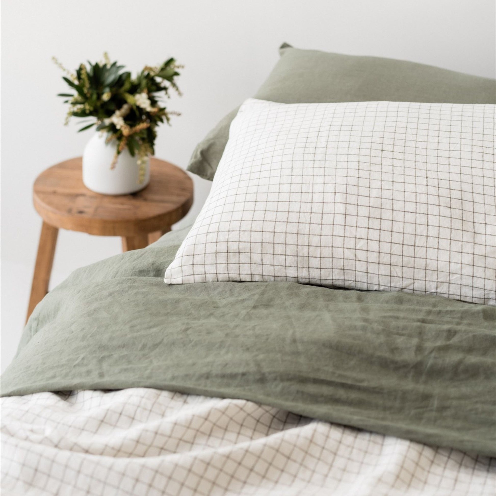 Foxtrot Home French Flax Linen Cactus Grid Duvet