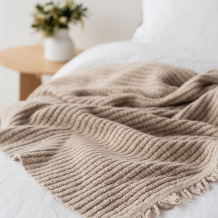 Ribbed Throw Blanket in Sand