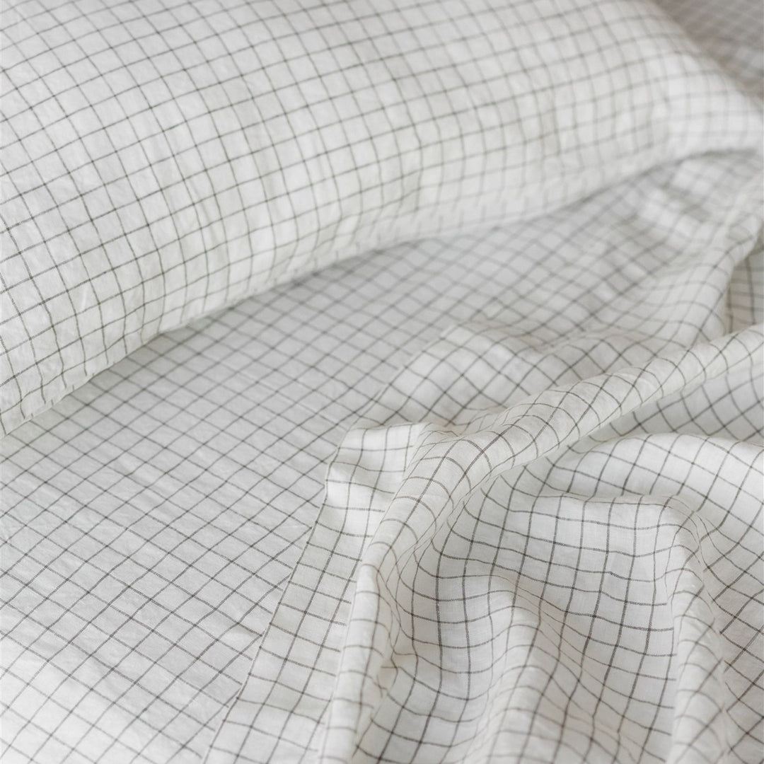 Cactus Grid Linen Fitted Sheet