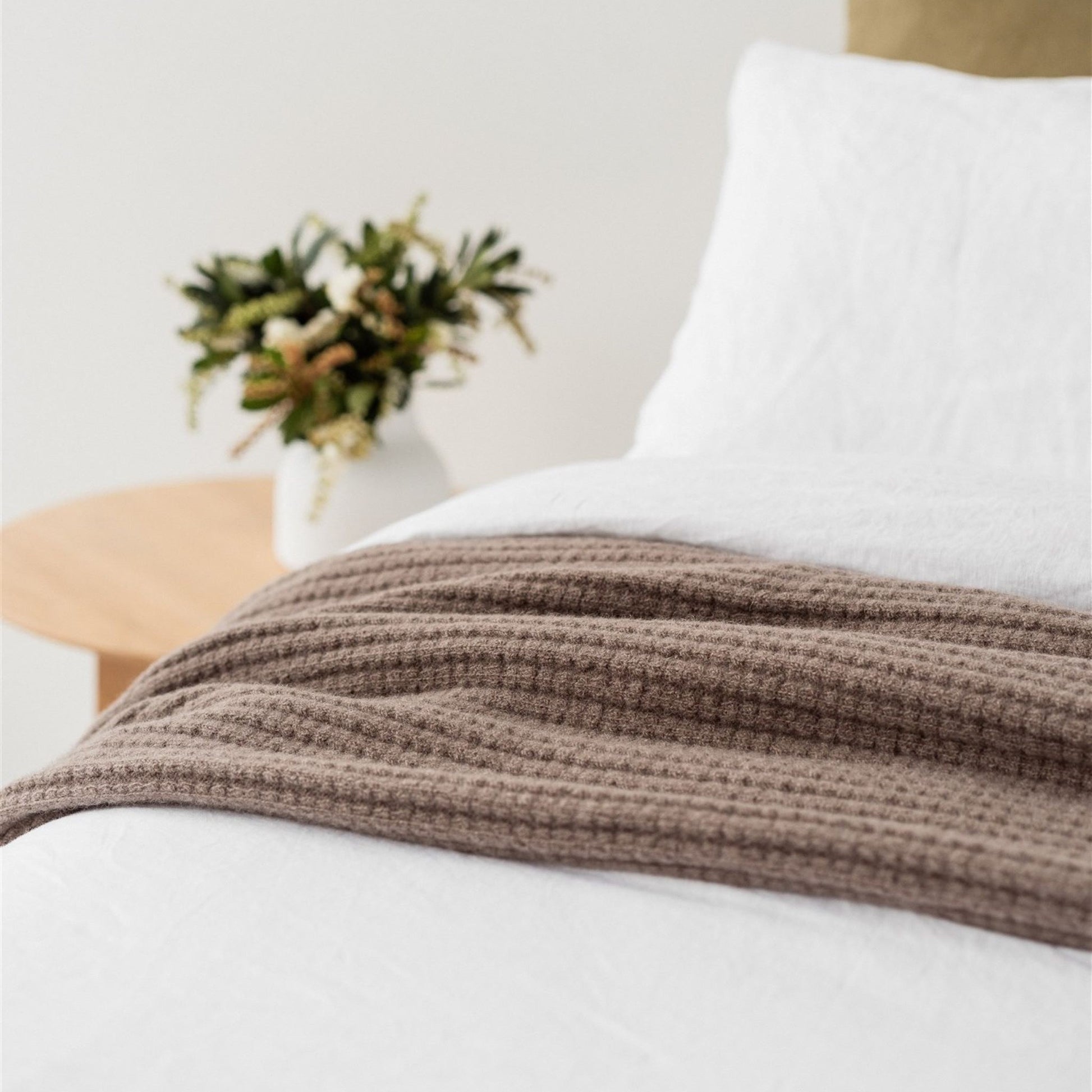 Foxtrot Home New Zealand Wool Throw Blanket Mushroom