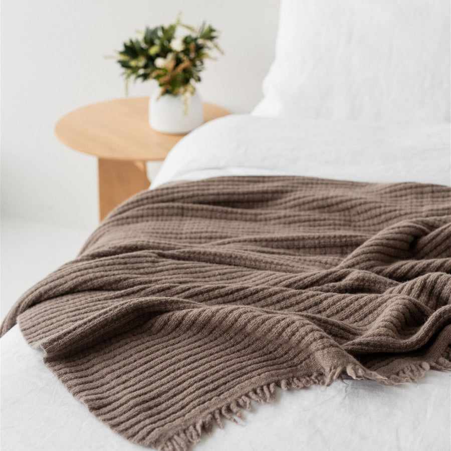 Foxtrot Home New Zealand Wool Throw Blanket Mushroom