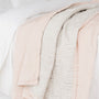 Foxtrot Home French Flax Linen Blush Pink & Grey Stripes Quilt