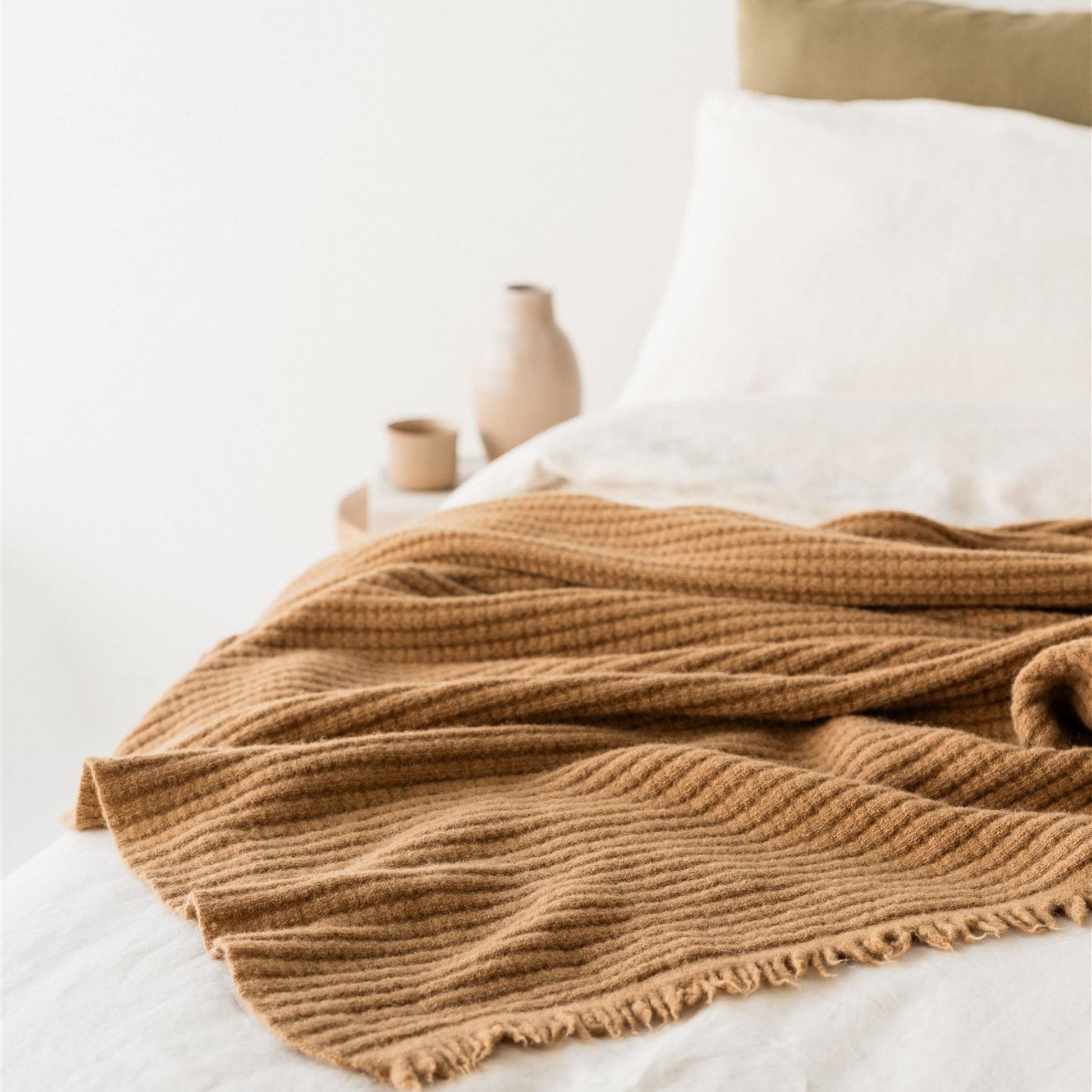 Foxtrot Home New Zealand Wool Throw Blanket Ginger Honey