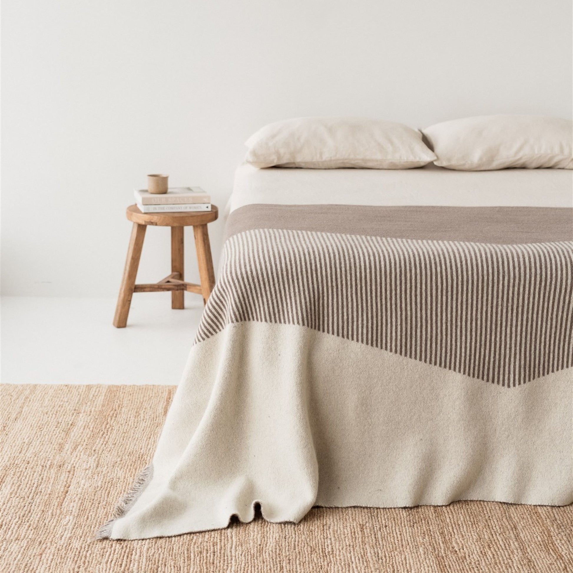 Foxtrot Home New Zealand Wool Throw Blanket Geometric Mushroom