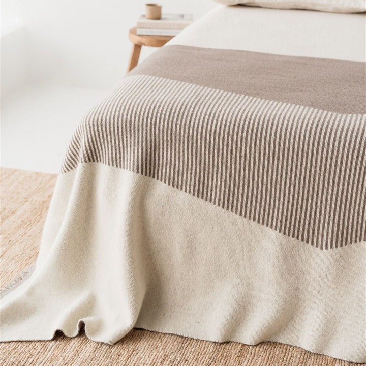 Foxtrot Home New Zealand Wool Throw Blanket Geometric Mushroom
