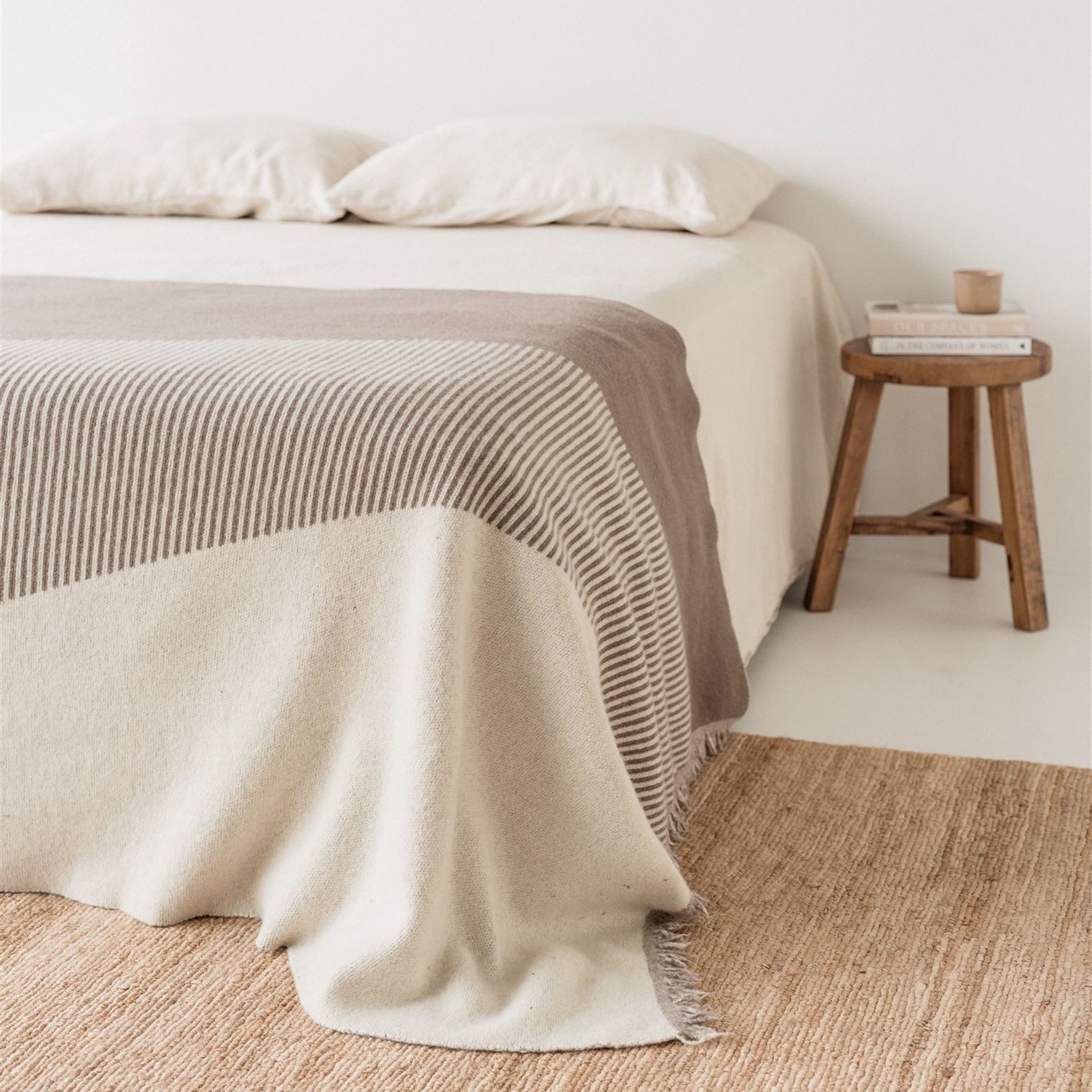 Foxtrot Home New Zealand Wool Throw Blanket Geometric Mushroom