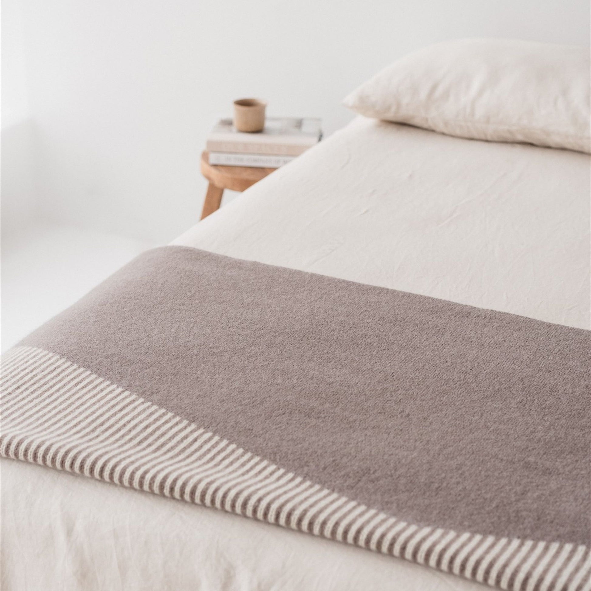 Foxtrot Home New Zealand Wool Throw Blanket Geometric Mushroom