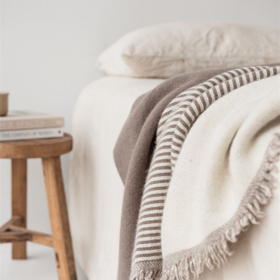 Foxtrot Home New Zealand Wool Throw Blanket Geometric Mushroom