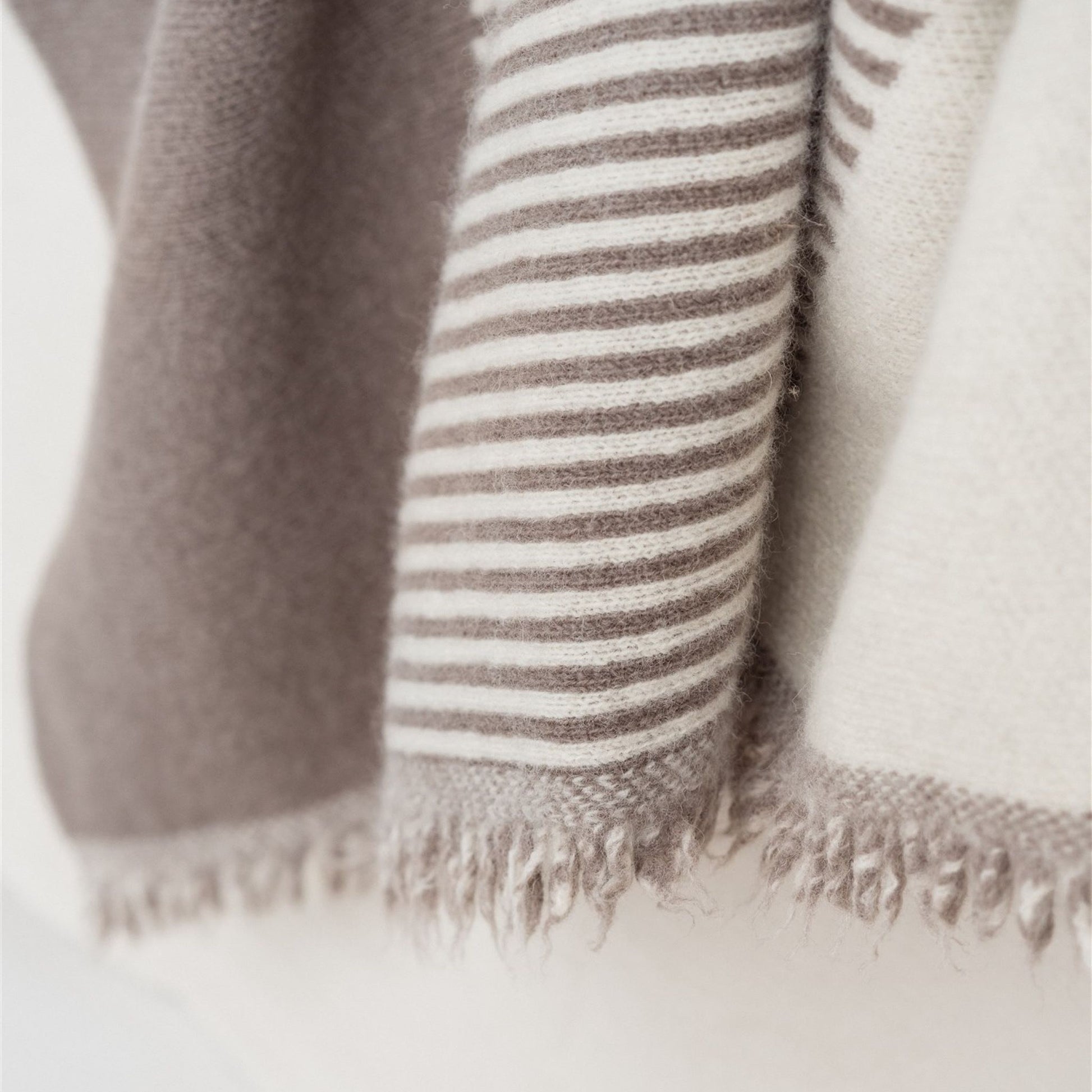 Foxtrot Home New Zealand Wool Throw Blanket Geometric Mushroom
