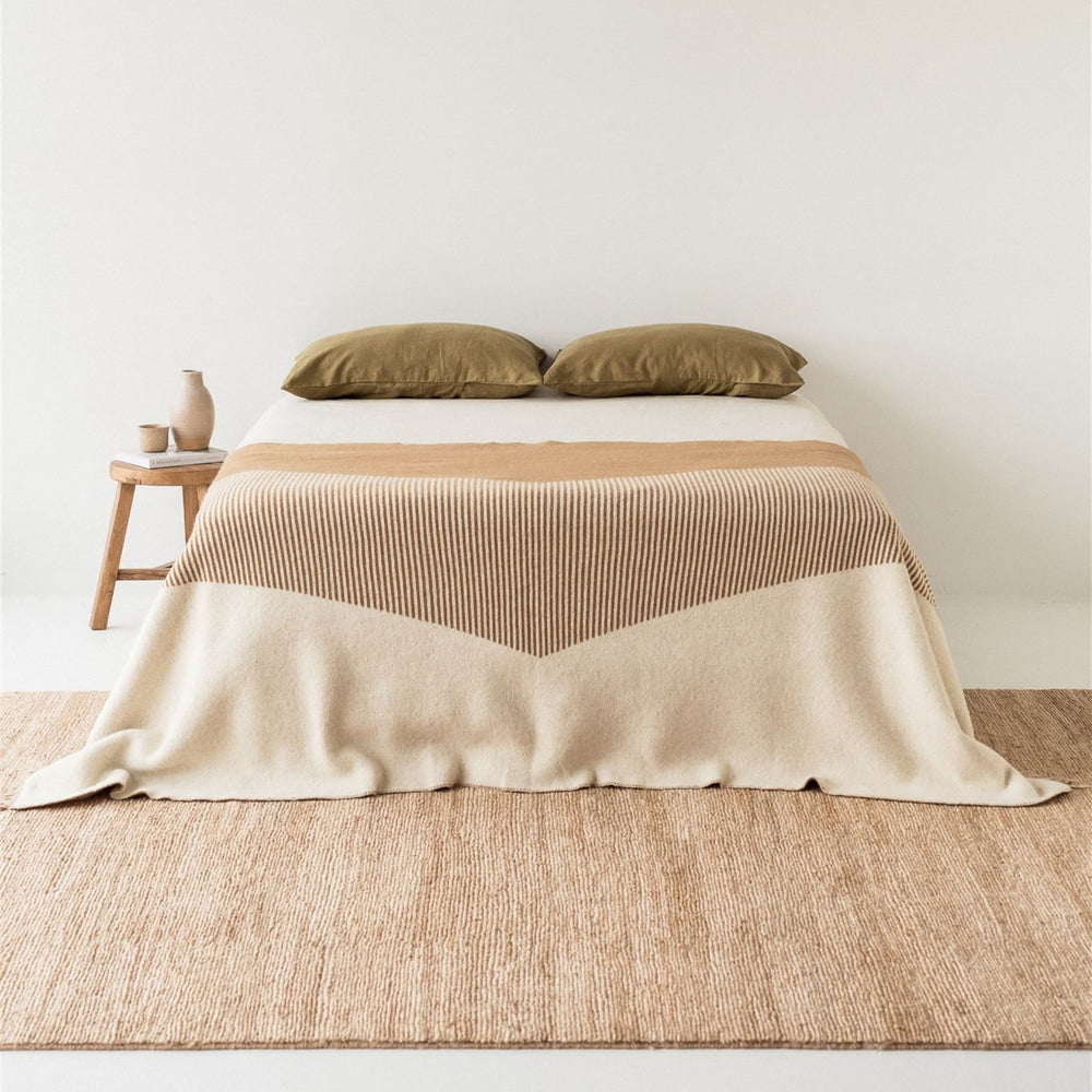 Foxtrot Home New Zealand Wool Throw Blanket Geometric Ginger Honey