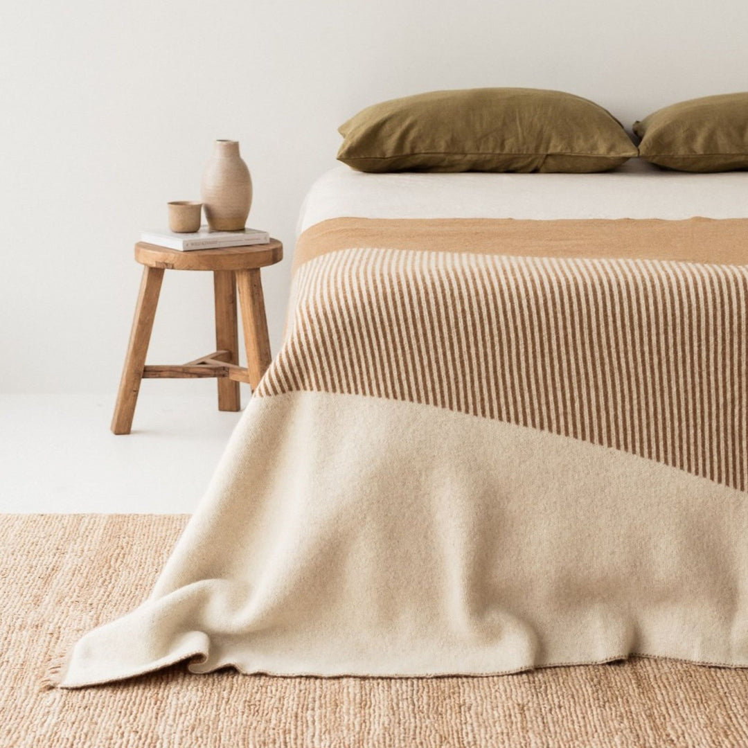 Ginger Honey Geometric Wool Throw Blanket