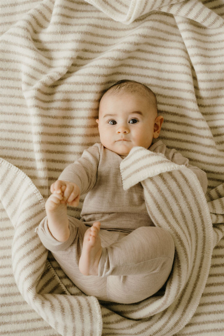 Sand Stripes Wool Baby Blanket