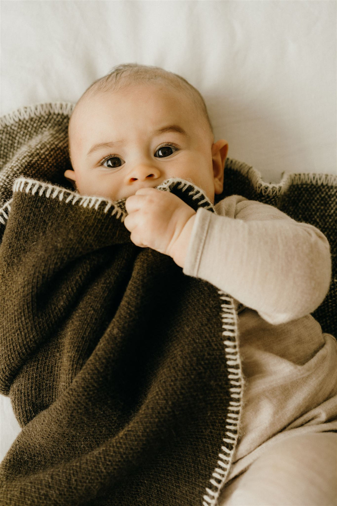 Olive Wool Baby Blanket