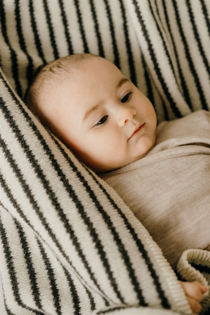 Olive Stripes Wool Baby Blanket