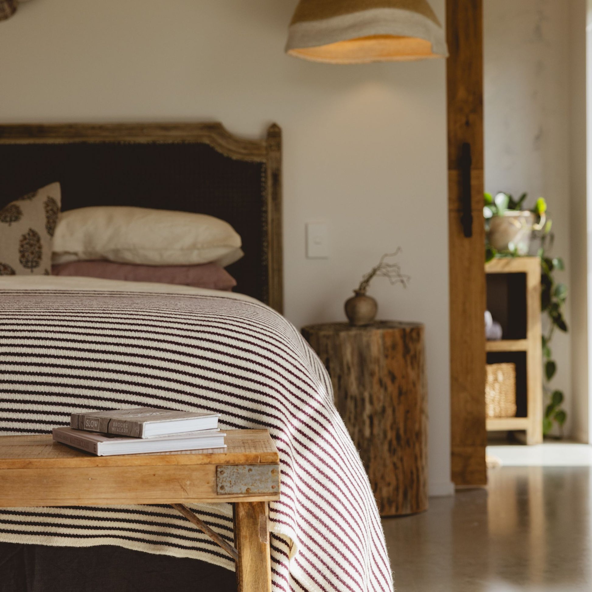 Fig Stripes Wool Throw Blanket