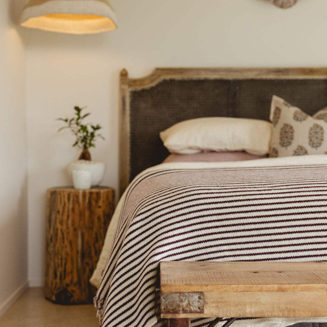 Fig Stripes Wool Throw Blanket