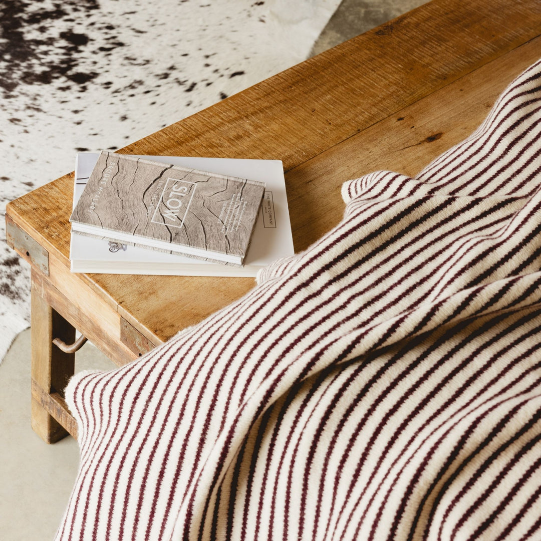 Fig Stripes Wool Throw Blanket