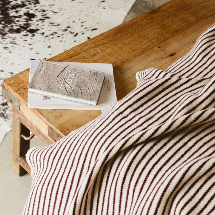 Fig Stripes Wool Throw Blanket