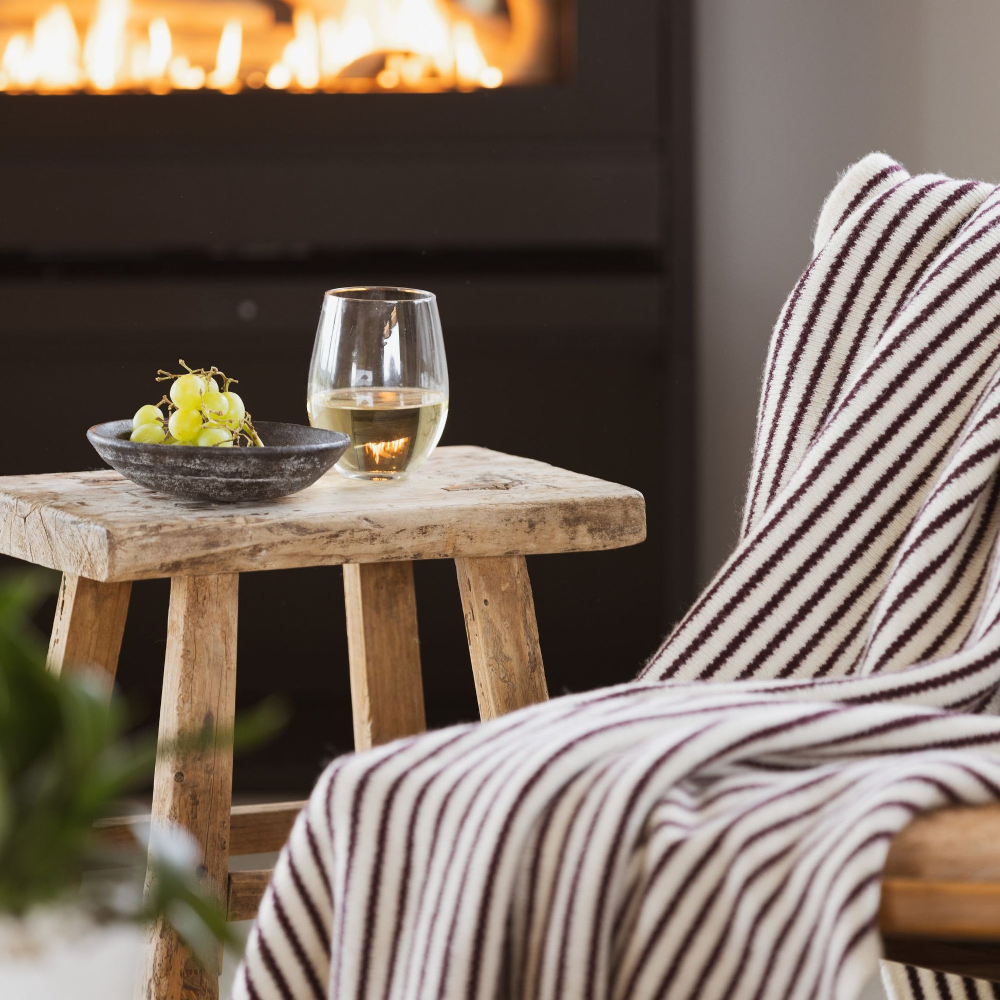 Fig Stripes Wool Throw Blanket