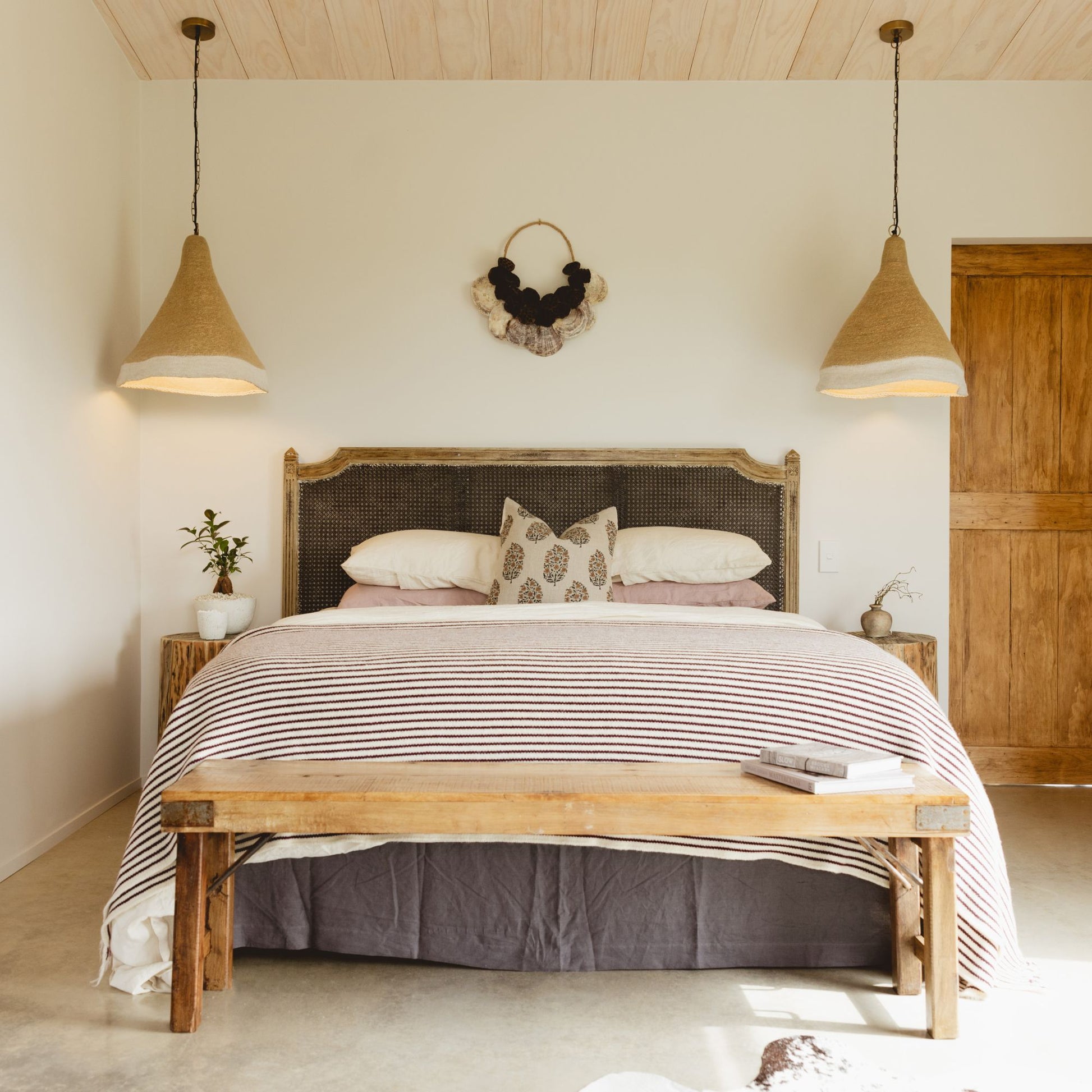 Fig Stripes Wool Throw Blanket