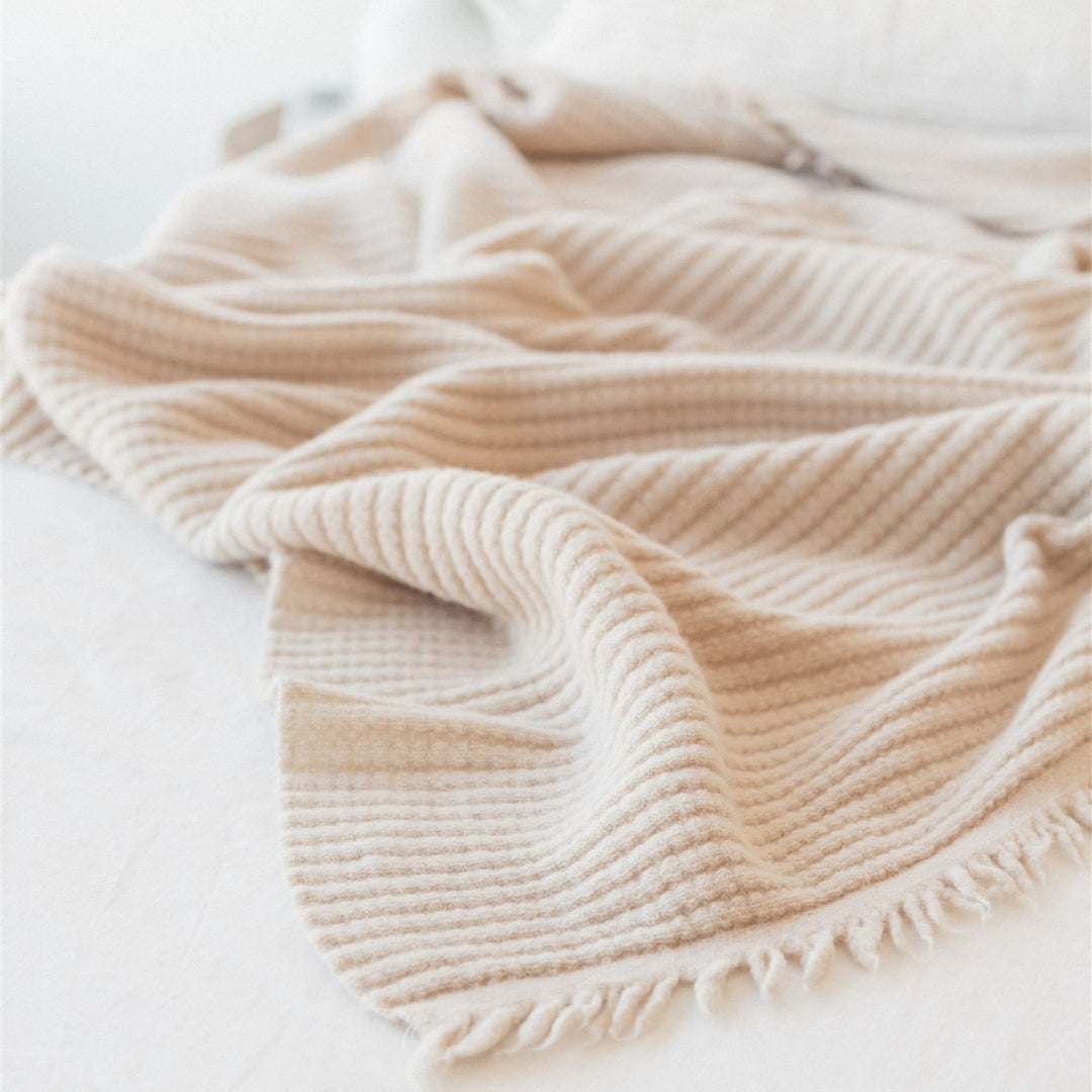 Foxtrot Home New Zealand Wool Throw Blanket in Birch