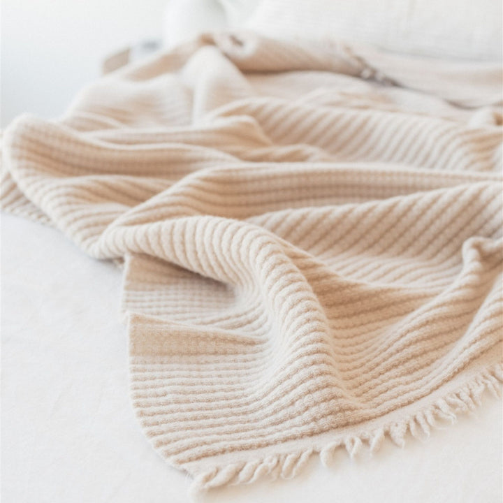 Foxtrot Home New Zealand Wool Throw Blanket in Birch