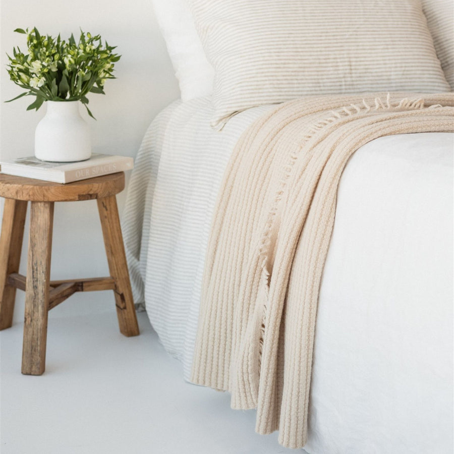Foxtrot Home New Zealand Wool Throw Blanket in Birch