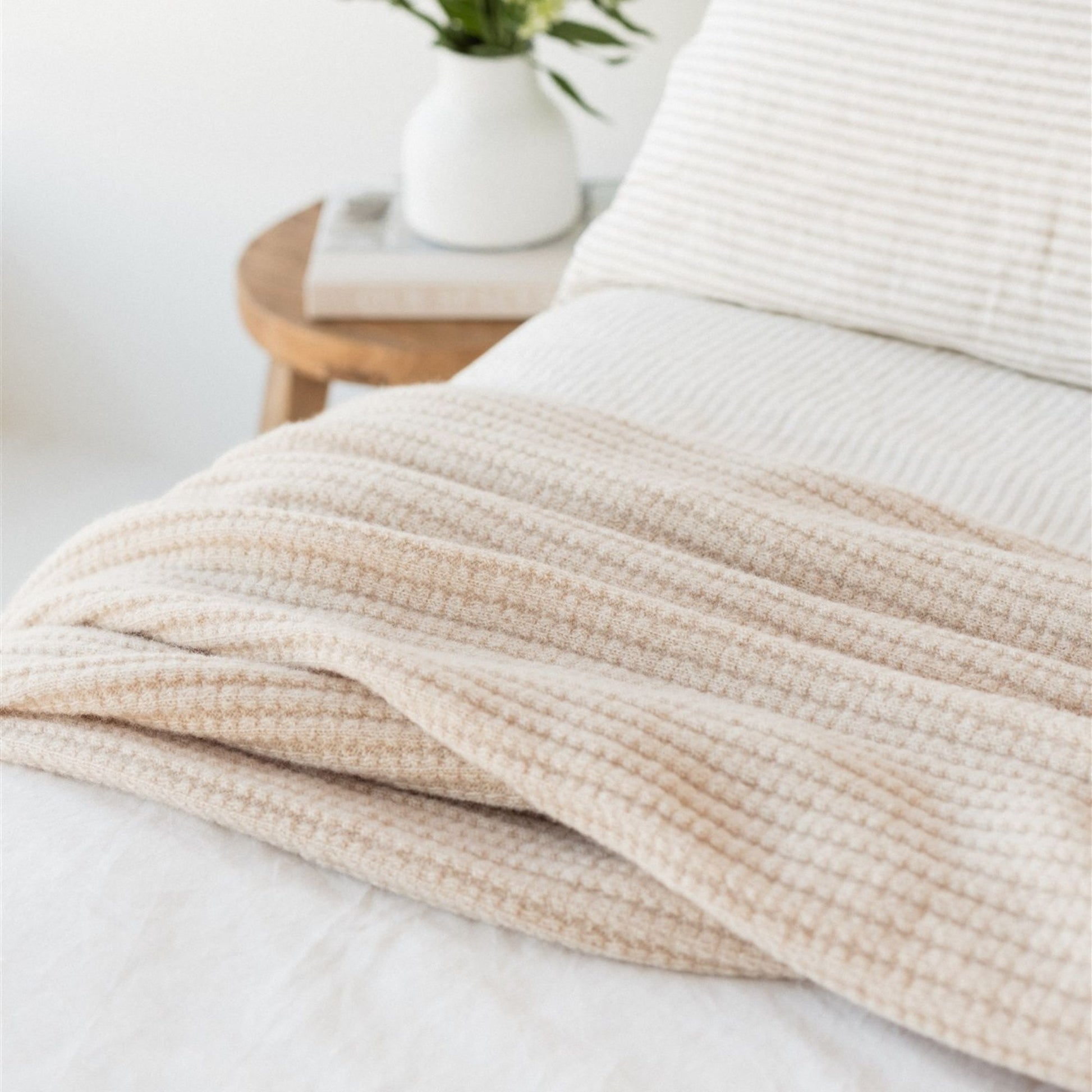 Foxtrot Home New Zealand Wool Throw Blanket in Birch