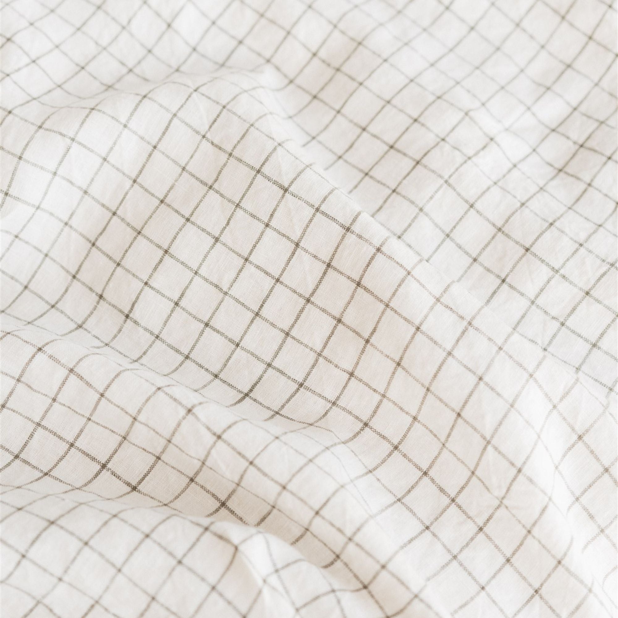 Foxtrot Home French Flax Linen Cot Duvet in Cactus Grid