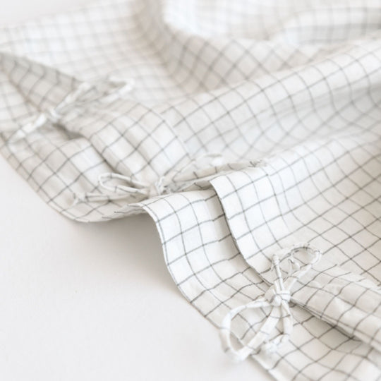 Cactus Grid Linen Cot Duvet
