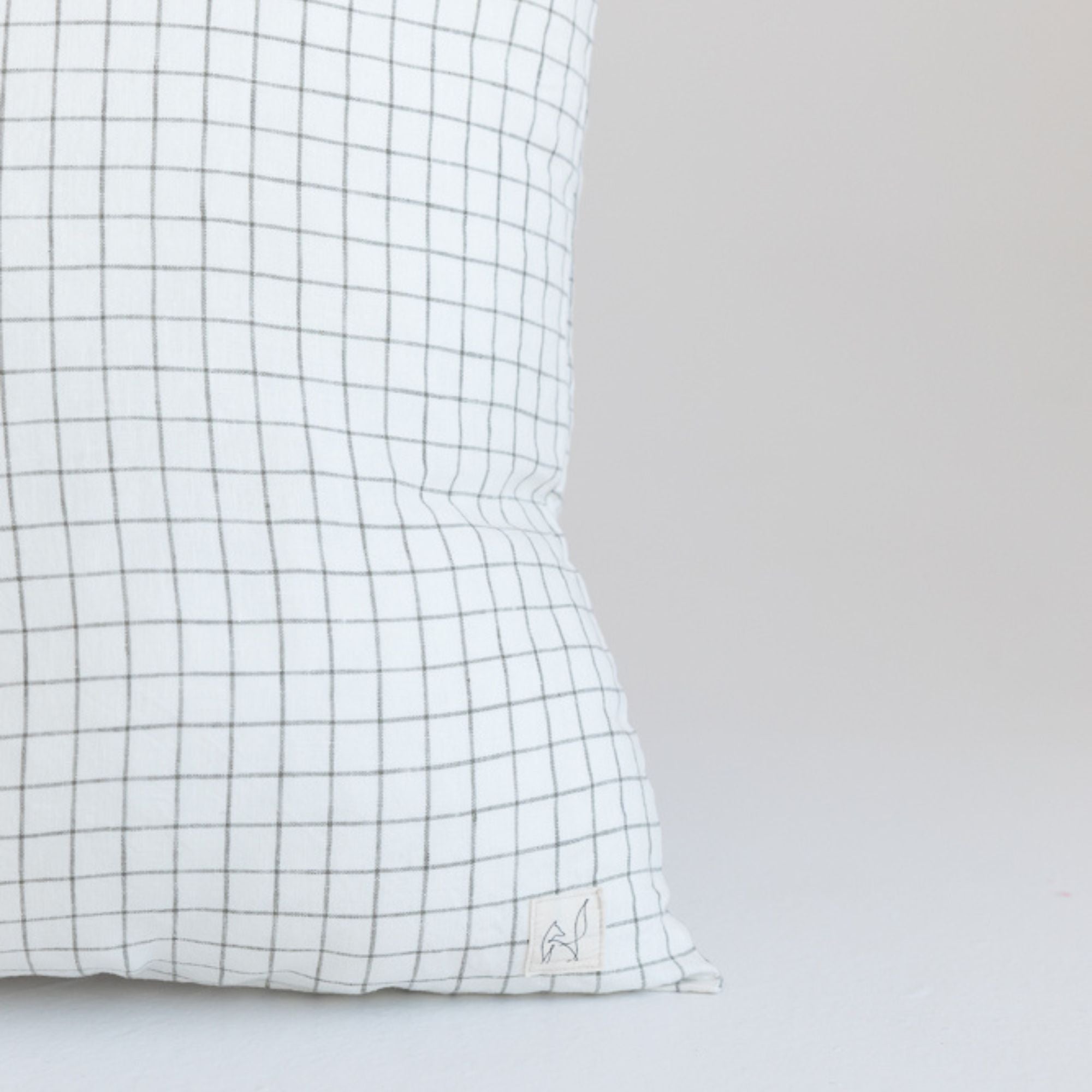 Foxtrot Home French Flax Linen Cushion in Cactus Grid