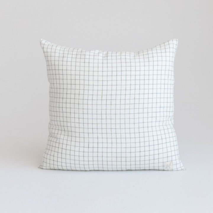 Foxtrot Home French Flax Linen Cushion in Cactus Grid