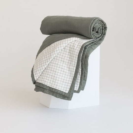 Cactus & Cactus Grid Linen Cot Quilt