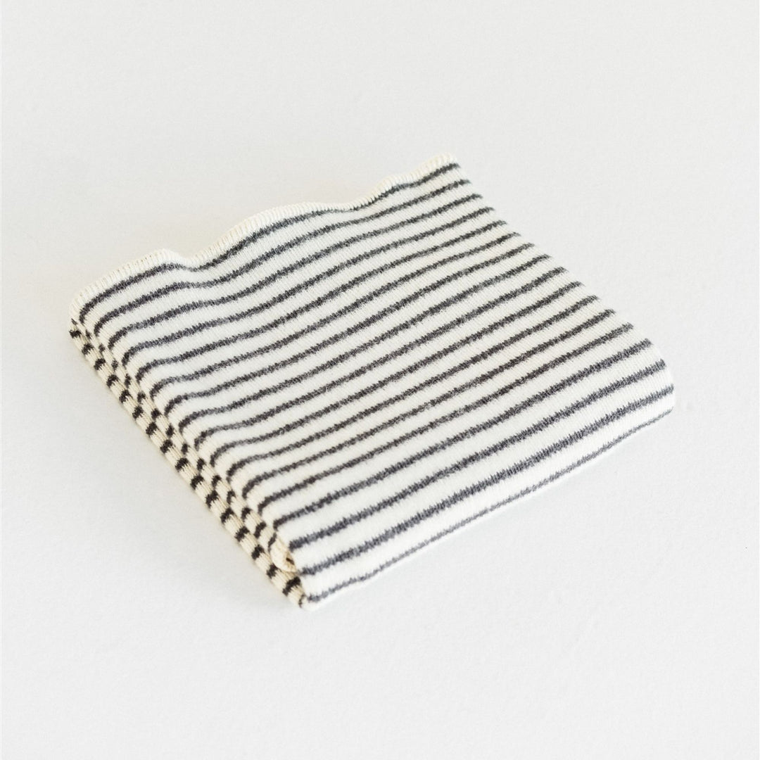 Foxtrot Home New Zealand Wool Throw Blanket in Charcoal Stripes