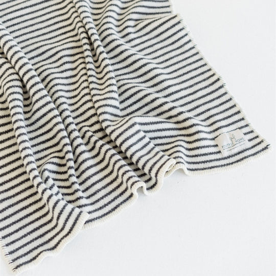 Charcoal Stripes Wool Baby Blanket