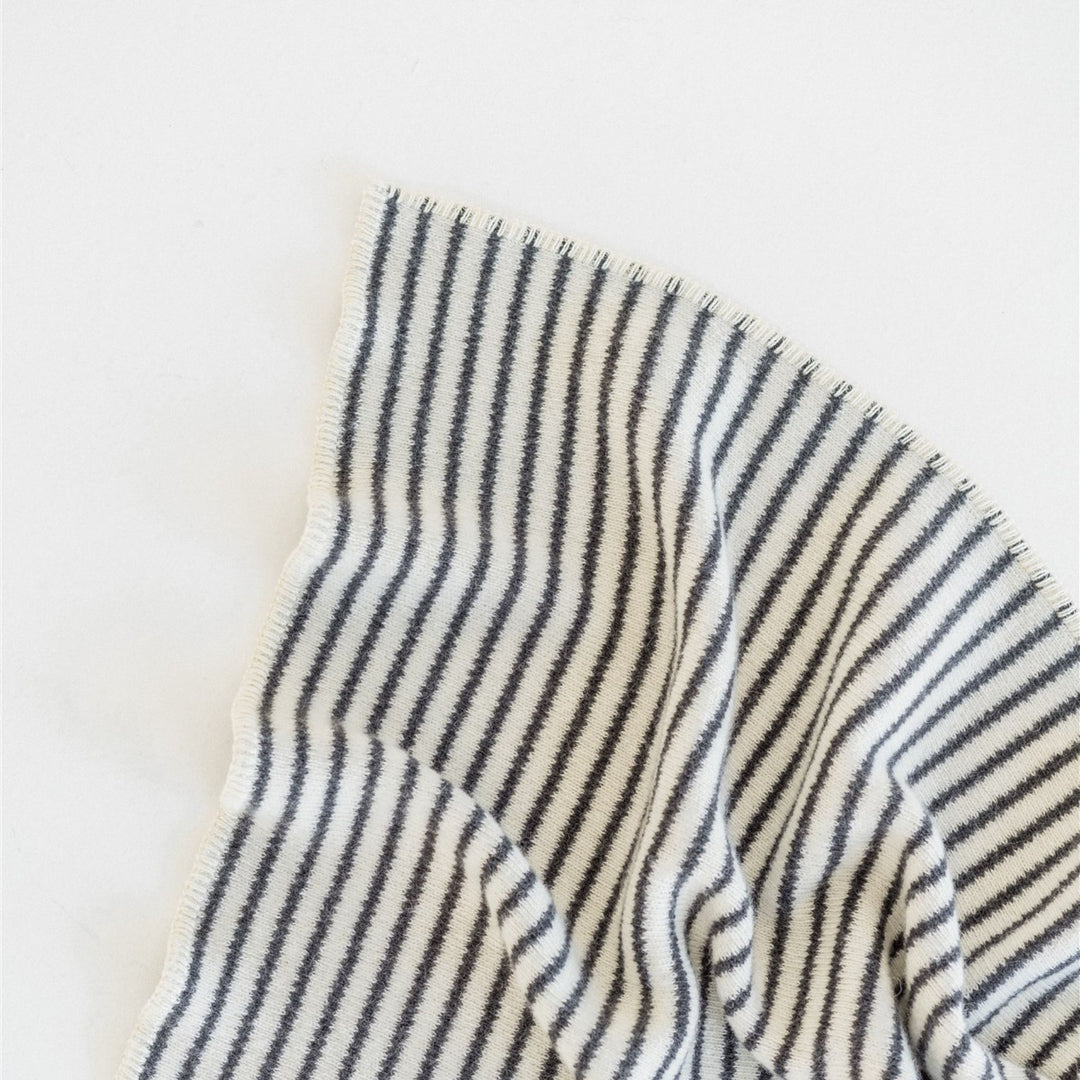 Foxtrot Home New Zealand Wool Throw Blanket in Charcoal Stripes