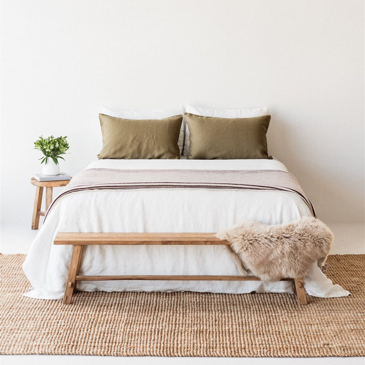 Foxtrot Home New Zealand Wool Throw Blanket in Fig Stripes