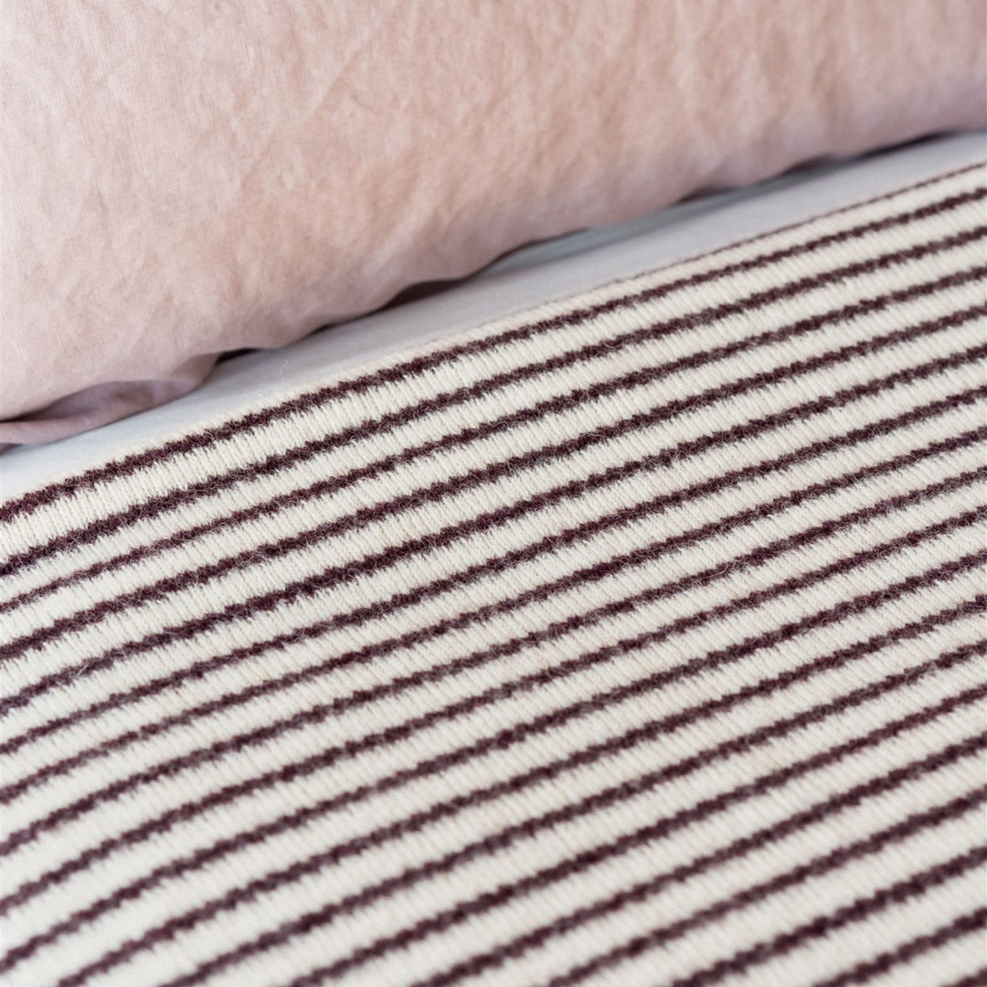 Foxtrot Home New Zealand Wool Throw Blanket in Fig Stripes