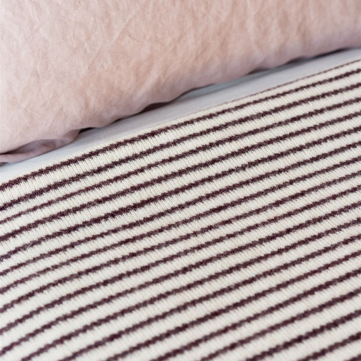 Foxtrot Home New Zealand Wool Throw Blanket in Fig Stripes