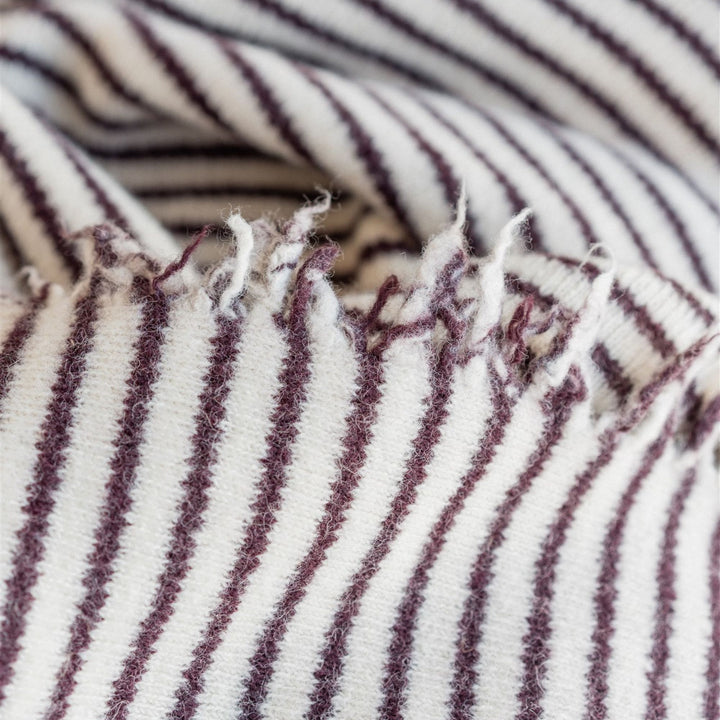 Foxtrot Home New Zealand Wool Throw Blanket in Fig Stripes