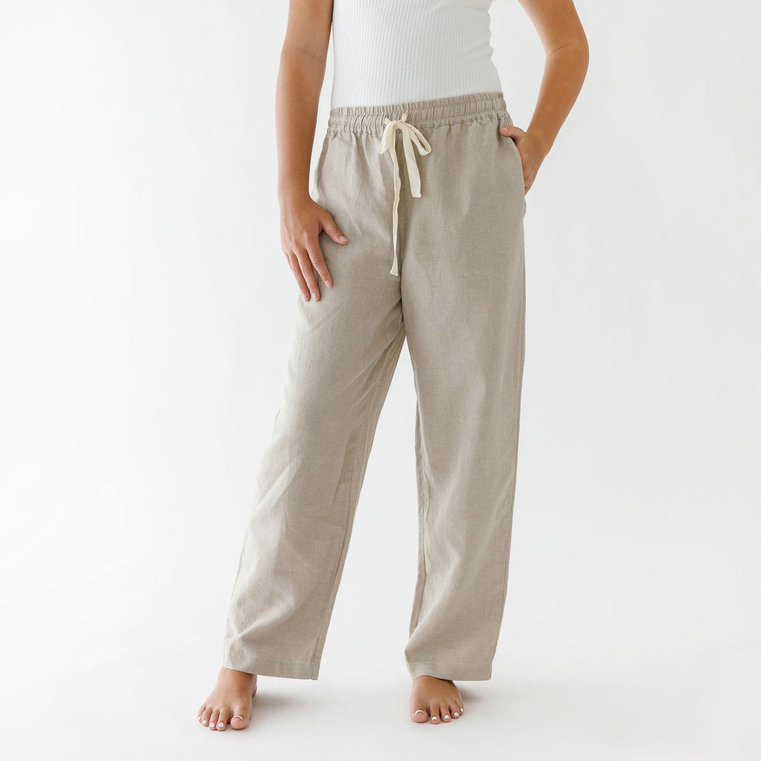 Foxtrot Home French Flax Linen Long Pyjama Pants in Natural