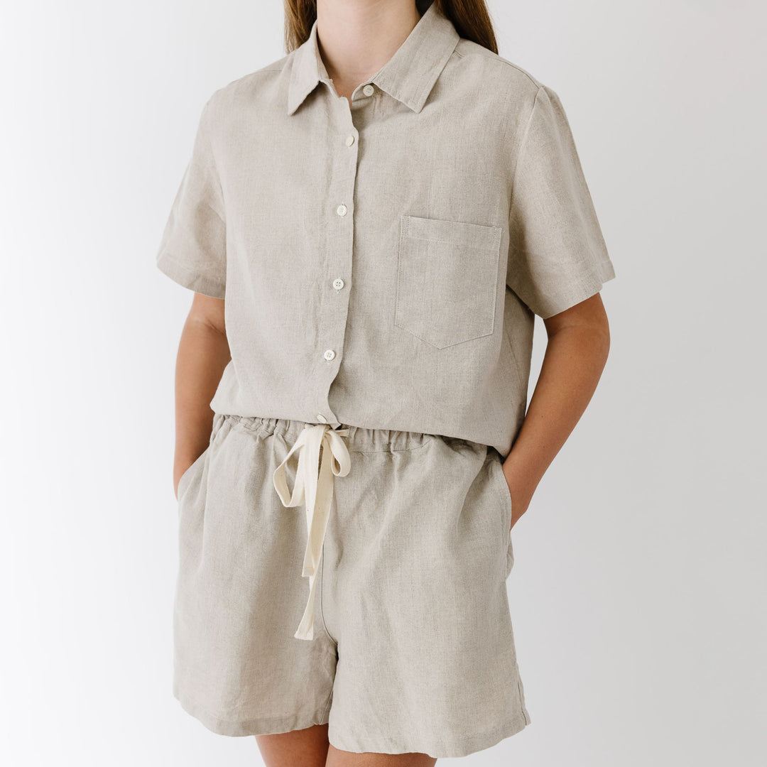 Foxtrot Home French Flax Linen Summer Pyjamas in Natural