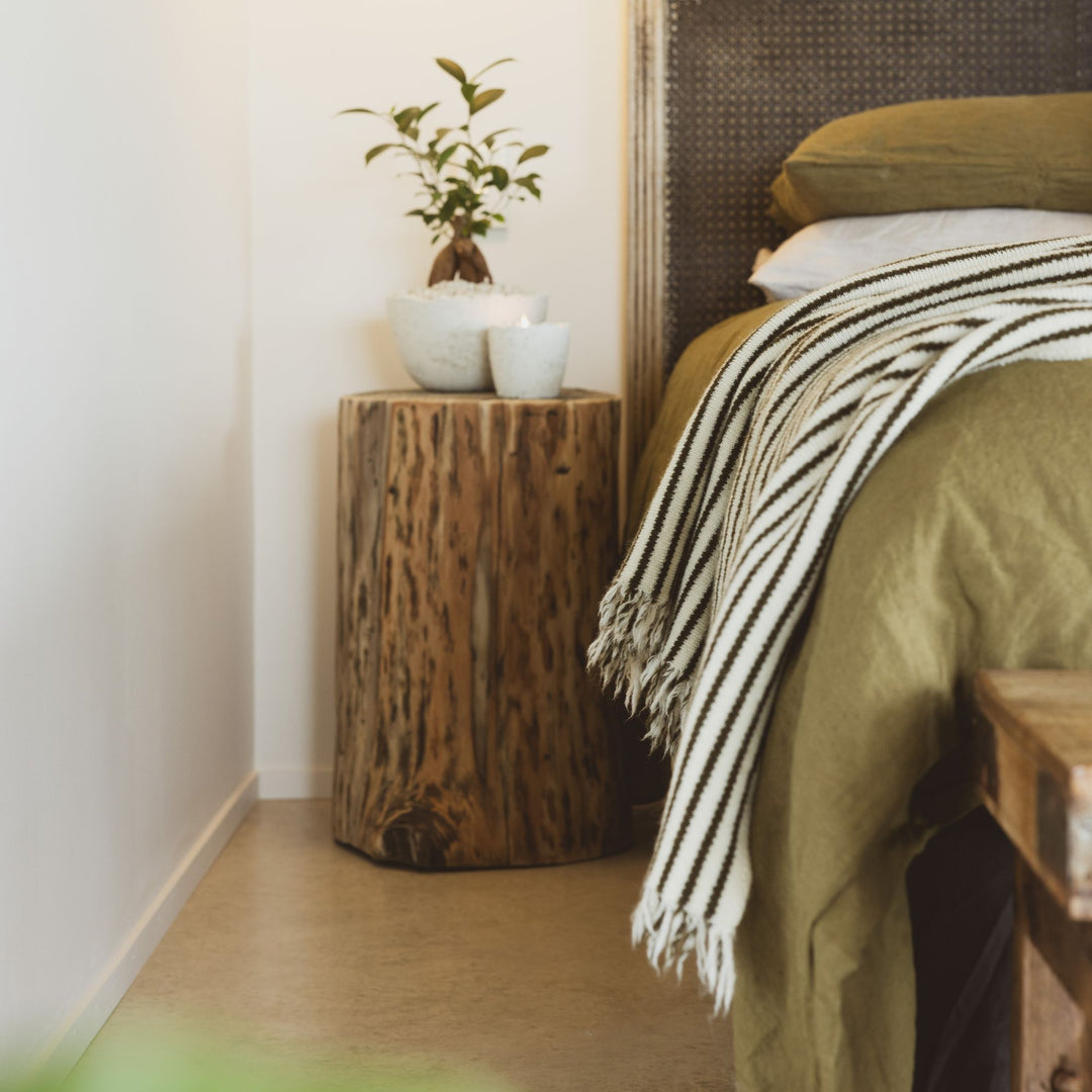 Charcoal Stripes Wool Throw Blanket