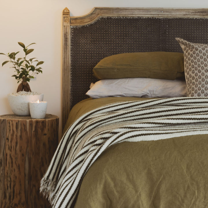 Charcoal Stripes Wool Throw Blanket