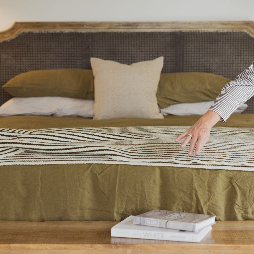 Charcoal Stripes Wool Throw Blanket