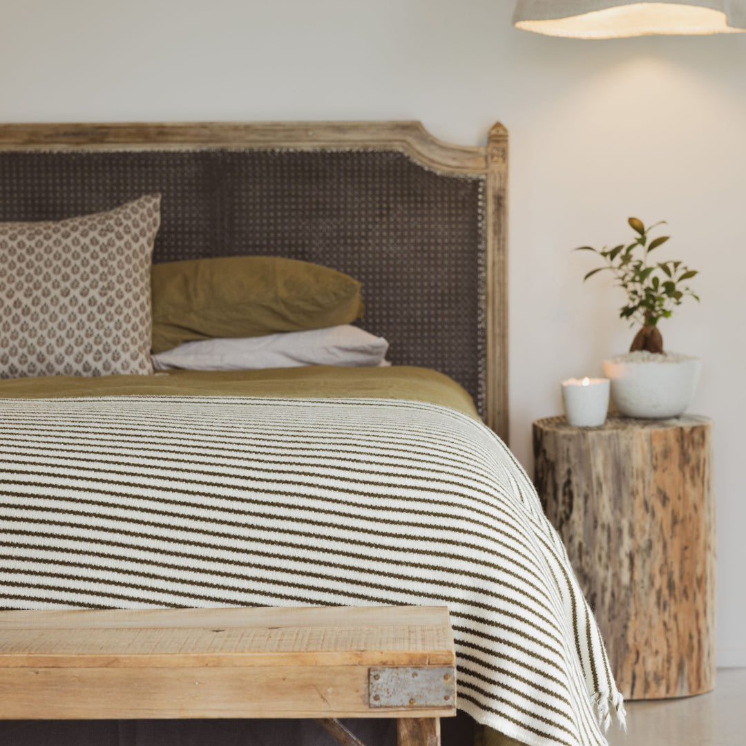 Charcoal Stripes Wool Throw Blanket